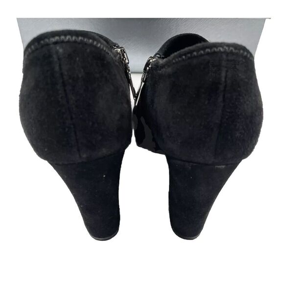 Women's Prada Suede Sz 5 Ankle Zip Booties Block Heel Black With Box & Shoe Bag - Picture 6 of 13